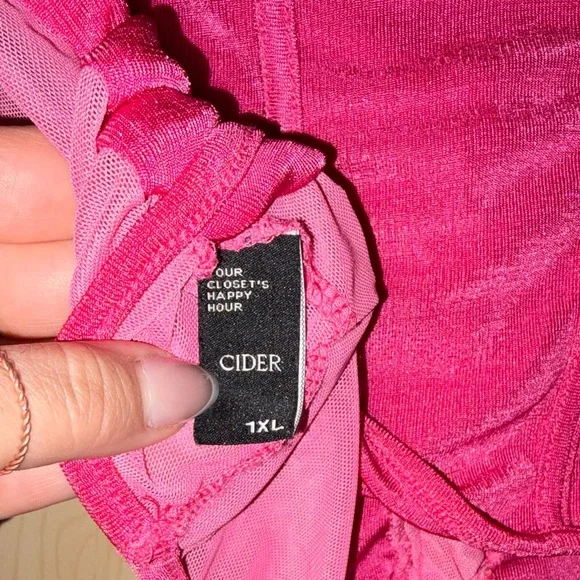 Cider 1XL Pink Lace-Up Corset Top - Picture 4 of 4